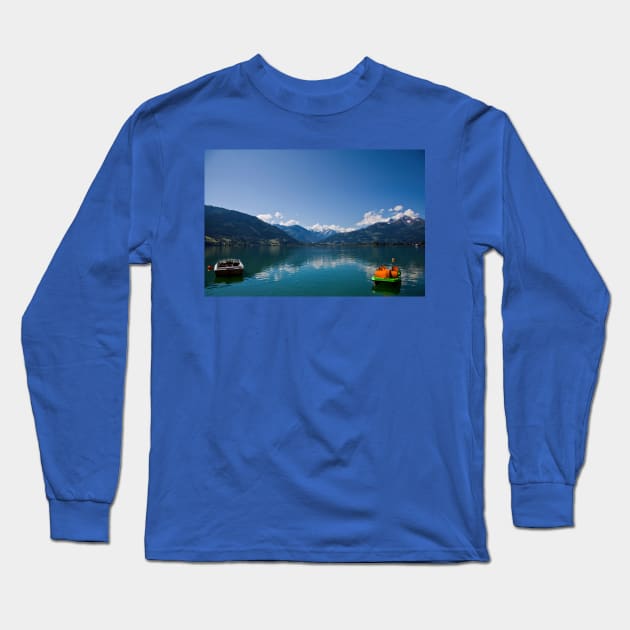 Placid Lake Zell, Austria Long Sleeve T-Shirt by Violaman